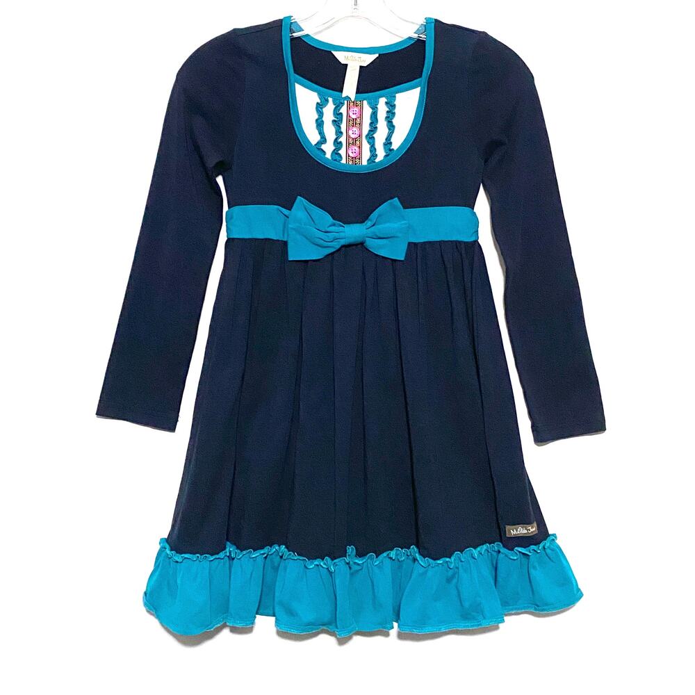Matilda Jane Sense Of Wonder Black Blue Twirl Dress Girls 8 Spring Modest Boho